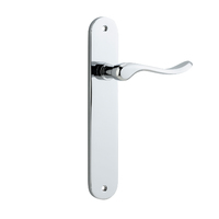 Iver Stirling Door Lever Handle on Oval Backplate Passage Polished Chrome 11924