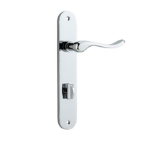 Iver Stirling Lever Handle on Oval Backplate Privacy Polished Chrome 11924P85