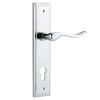 Iver Stirling Lever Handle on Stepped Backplate Euro Polished Chrome 11926E85