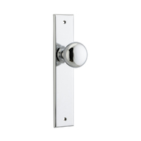 Iver Cambridge Door Knob on Chamfered Backplate Passage Polished Chrome 11946