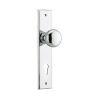 Iver Cambridge Door Knob on Chamfered Backplate Euro Polished Chrome 11946E85