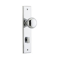 Iver Cambridge Door Knob on Chamfered Backplate Privacy Polished Chrome 11946P85