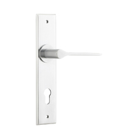 Iver Como Door Lever Handle on Chamfered Backplate Euro Brushed Chrome 12258E85