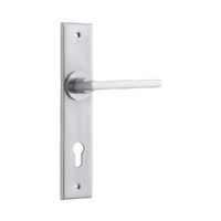 Iver Baltimore Door Lever Handle on Chamfered Backplate Euro Brushed Chrome 12282E85