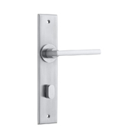 Iver Baltimore Door Lever Handle on Chamfered Backplate Privacy Brushed Chrome 12282P85