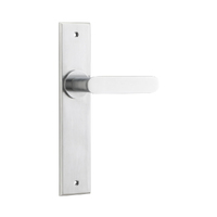 Iver Bronte Door Lever Handle on Chamfered Backplate Passage Brushed Chrome 12284