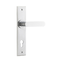 Iver Bronte Door Lever Handle on Chamfered Backplate Euro Brushed Chrome 12284E85