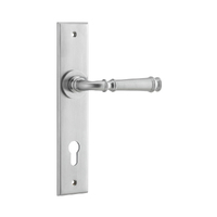 Iver Verona Door Lever Handle on Chamfered Backplate Euro Brushed Chrome 12286E85