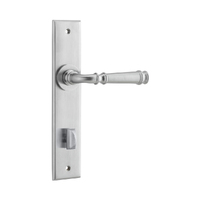 Iver Verona Door Lever Handle on Chamfered Backplate Privacy Brushed Chrome 12286P85