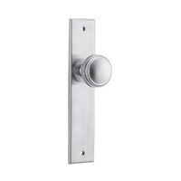 Iver Paddington Door Knob on Chamfered Backplate Passage Brushed Chrome 12331