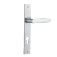 Iver Osaka Lever Handle on Rectangular Backplate Euro Brushed Chrome 12360E85