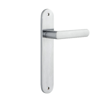 Iver Osaka Door Lever Handle on Oval Backplate Passage Brushed Chrome 12364