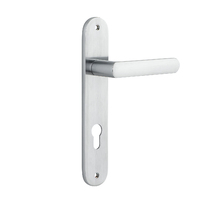 Iver Osaka Door Lever Handle on Oval Backplate Euro Brushed Chrome 12364E85