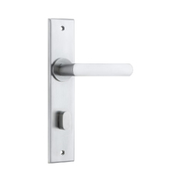 Iver Osaka Door Lever Handle on Chamfered Backplate Privacy Brushed Chrome 12368P85