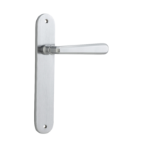 Iver Copenhagen Door Lever Handle on Oval Backplate Passage Brushed Chrome 12376