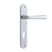 Iver Copenhagen Door Lever Handle on Oval Backplate Euro Brushed Chrome 12376E85