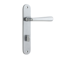 Iver Copenhagen Lever Handle on Oval Backplate Privacy Brushed Chrome 12376P85