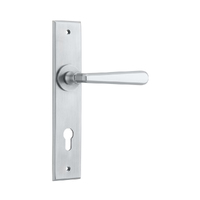 Iver Copenhagen Door Lever Handle on Chamfered Backplate Euro Brushed Chrome 12380E85