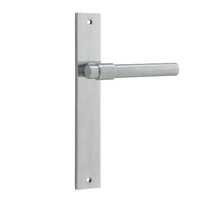 Iver Helsinki Lever Handle on Rectangular Backplate Passage Brushed Chrome 12396