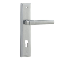 Iver Helsinki Lever Handle on Stepped Backplate Euro Brushed Chrome 12402E85