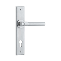 Iver Helsinki Door Lever Handle on Chamfered Backplate Euro Brushed Chrome 12404E85