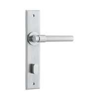 Iver Helsinki Door Lever Handle on Chamfered Backplate Privacy Brushed Chrome 12404P85