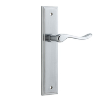 Iver Stirling Lever Handle on Stepped Backplate Passage Brushed Chrome 12426