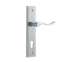 Iver Stirling Lever Handle on Stepped Backplate Euro Brushed Chrome 12426E85