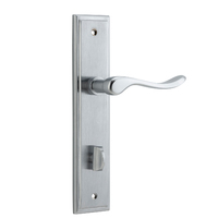 Iver Stirling Lever Handle on Stepped Backplate Privacy Brushed Chrome 12426P85