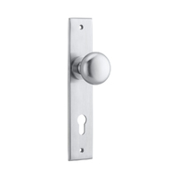 Iver Cambridge Door Knob on Chamfered Backplate Euro Brushed Chrome 12446E85