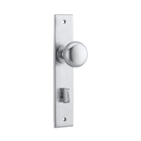 Iver Cambridge Door Knob on Chamfered Backplate Privacy Brushed Chrome 12446P85