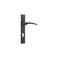 Iver Oxford Lever Handle on Rectangular Backplate Euro 85mm Matt Black 12704E85