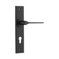 Iver Como Door Lever Handle on Chamfered Backplate Euro Matt Black 12758E85