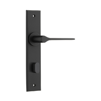 Iver Como Door Lever Handle on Chamfered Backplate Privacy Matt Black 12758P85