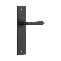 Iver Sarlat Door Lever Handle on Chamfered Backplate Passage Matt Black 12780