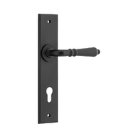 Iver Sarlat Door Lever Handle on Chamfered Backplate Euro Matt Black 12780E85