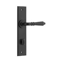 Iver Sarlat Door Lever Handle on Chamfered Backplate Privacy Matt Black 12780P85