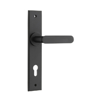 Iver Bronte Door Lever Handle on Chamfered Backplate Euro Matt Black 12784E85