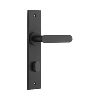 Iver Bronte Door Lever Handle on Chamfered Backplate Privacy Matt Black 12784P85