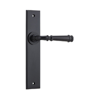 Iver Verona Door Lever Handle on Chamfered Backplate Passage Matt Black 12786