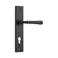 Iver Verona Door Lever Handle on Chamfered Backplate Euro Matt Black 12786E85