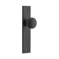 Iver Paddington Door Knob on Chamfered Backplate Passage Matt Black 12831