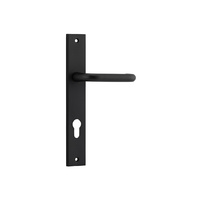 Iver Oslo Lever Handle on Rectangular Backplate Euro 85mm Matt Black 12844E85