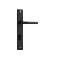 Iver Oslo Lever Handle on Rectangular Backplate Privacy 85mm Matt Black 12844P85