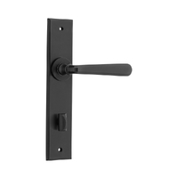 Iver Copenhagen Door Lever Handle on Chamfered Backplate Privacy Matt Black 12880P85