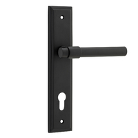 Iver Helsinki Door Lever Handle on Stepped Backplate Euro Matt Black 12902E85