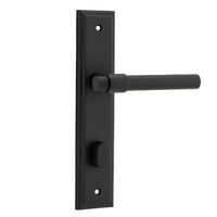 Iver Helsinki Door Lever Handle on Stepped Backplate Privacy Matt Black 12902P85