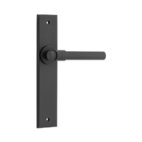 Iver Helsinki Door Lever Handle on Chamfered Backplate Passage Matt Black 12904