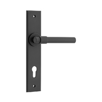 Iver Helsinki Door Lever Handle on Chamfered Backplate Euro Matt Black 12904E85