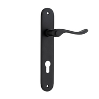 Iver Stirling Door Lever Handle on Oval Backplate Euro Matt Black 12924E85